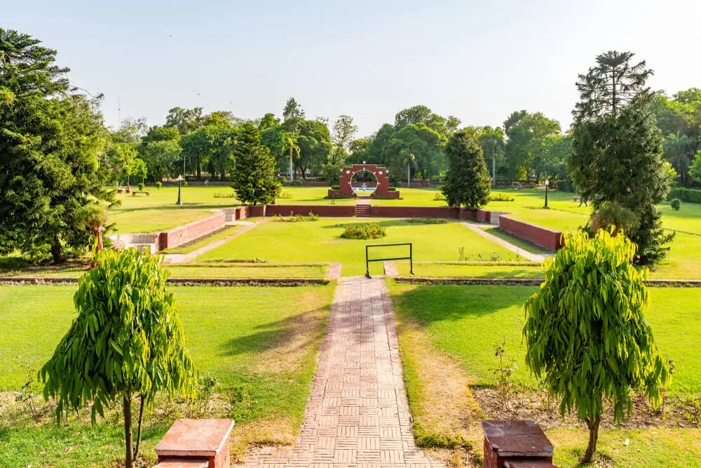 Formal Mughal-style landscaped gardens in Lahore