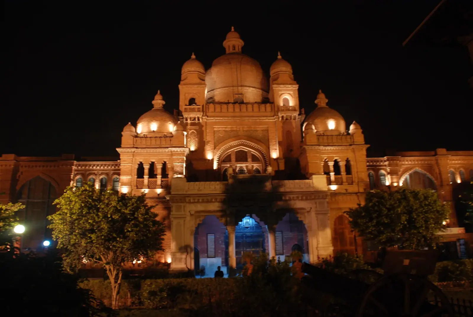 Lahore Museum illuminated during an evening heritage visit