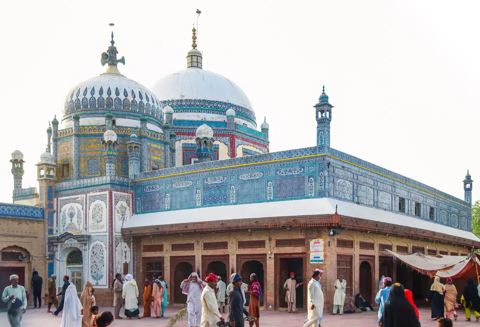 Blue-tiled Sufi shrine in Multan on a tour from Lahore