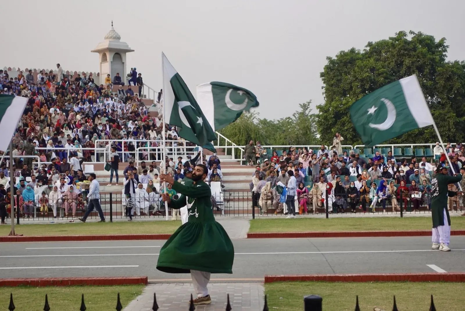 Pakistan flag ceremony at Wagah Border near Lahore