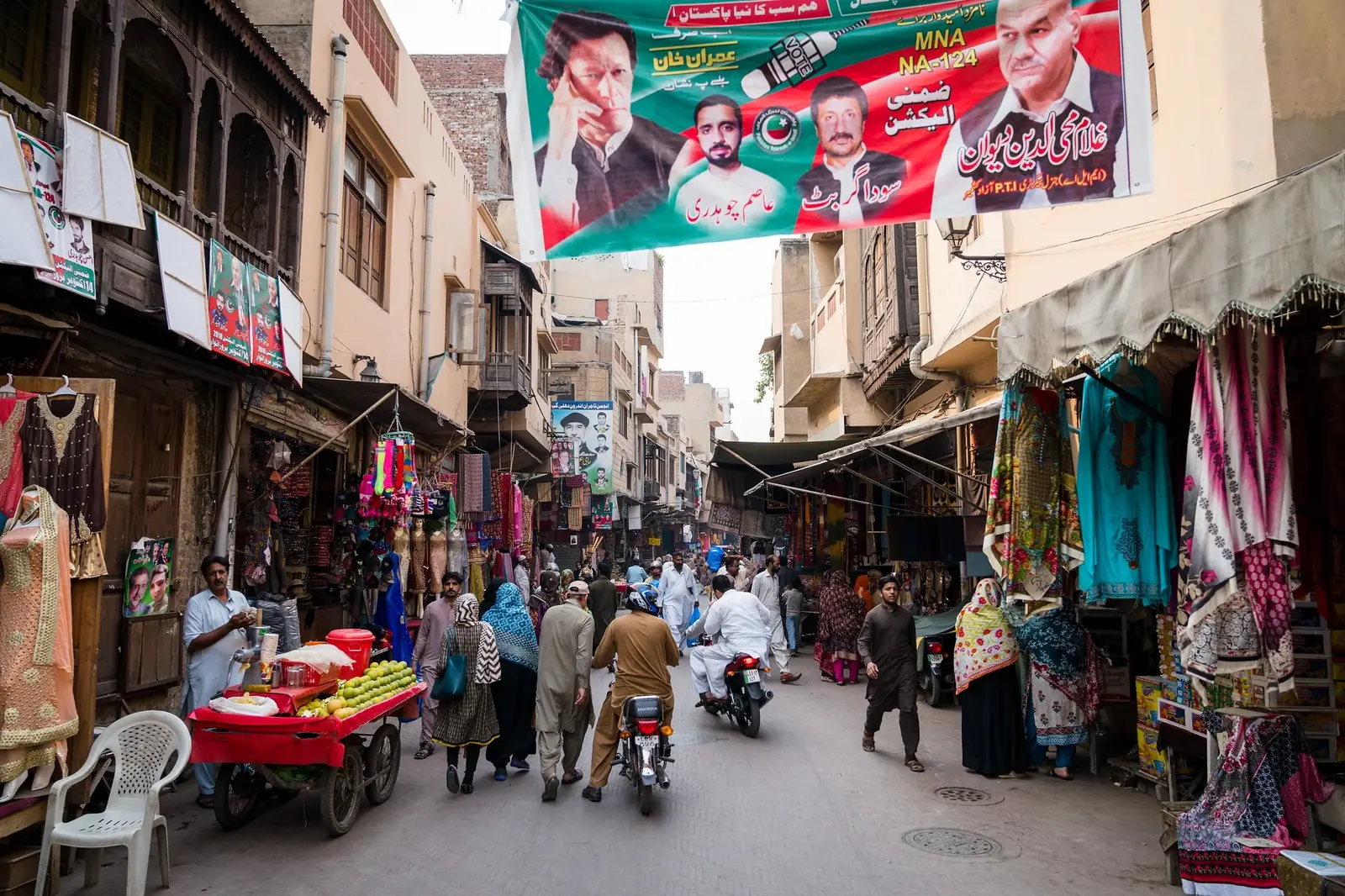 Busy street scene inside the Walled City of Lahore
